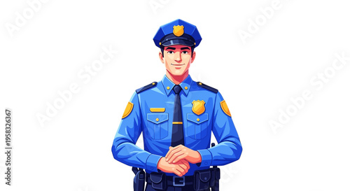 Illustration of a Professional Police Officer in Uniform.