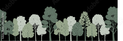 Architectural CAD Tree Vector Illustration, Minimal Wetland Forest Outline Set, Side View Line Drawing Elements for Landscape Design, Garden Planning, and Elevation Presentation in Clean Style