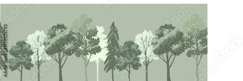 Architectural CAD Tree Vector Illustration, Minimal Wetland Forest Outline Set, Side View Line Drawing Elements for Landscape Design, Garden Planning, and Elevation Presentation in Clean Style