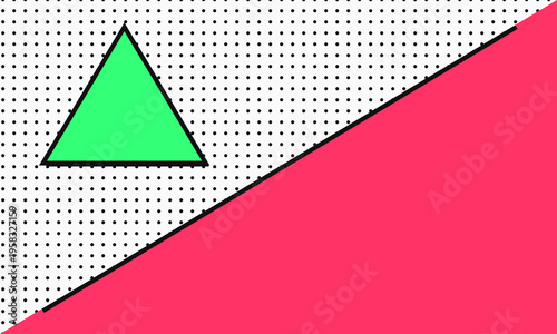 Geometric shapes vector, triangle, pink, green, halftone background