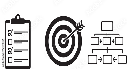 Illustrations of construction workers and industry related icons