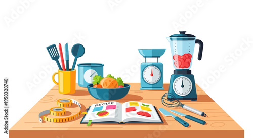 Kitchen Utensils and Appliances for Cooking and Baking.