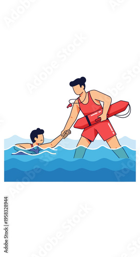 Lifeguard Rescues Person From Water.