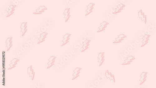 Seamless pattern of hand drawn pink lightning bolt icons on light pink background for textile design