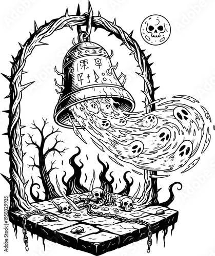 Ancient Cursed Bell Rings Emitting Ghostly Spirits and Dark Energy