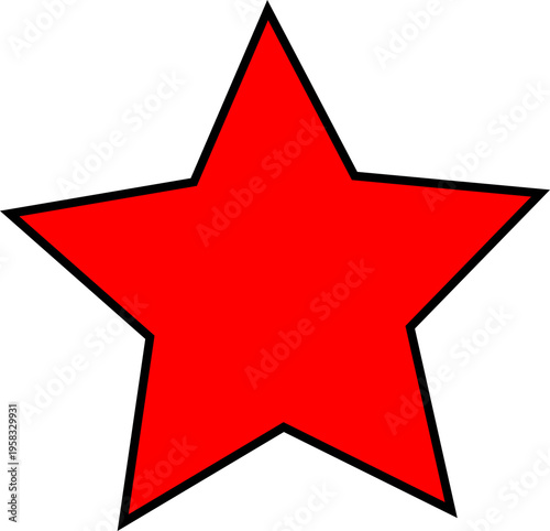 Premium Red Star Icon Vector, Perfect Symmetrical Five Point Star Isolated