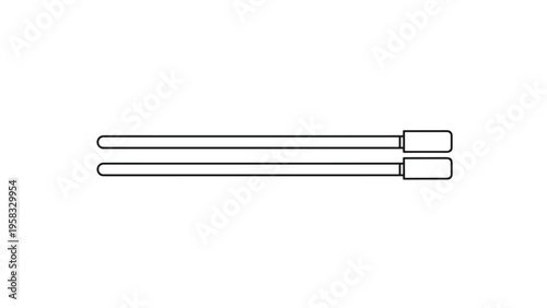 Two minimalist black and white icons of long thin tubes with caps representing laboratory equipment or office supplies.