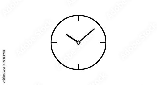Minimalist Clock Icon on White Background - Time Concept