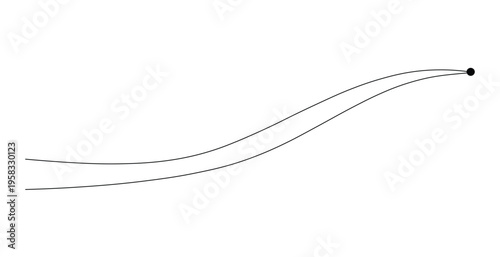 A line graph with a curved line and a single data point at the end