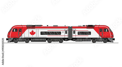Modern Canadian Passenger Train with Maple Leaf Emblem