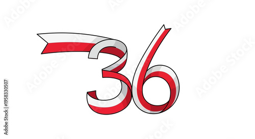 Number 36 Festive Ribbon Design