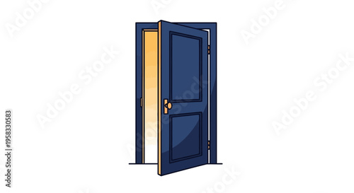 Open Doorway with Bright Light, Opportunity Concept, White Background