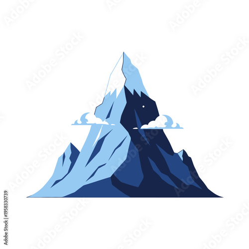 Majestic Snow Capped Mountain Peak Illustration.