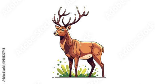 Majestic Stag with Antlers Standing Proudly in Nature.
