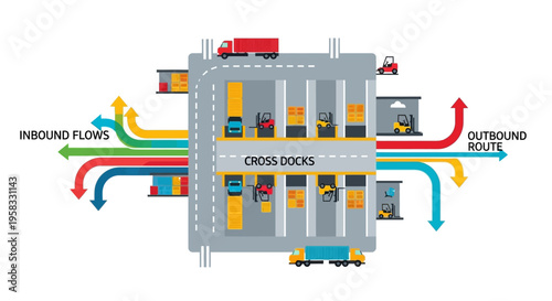 Logistics Cross Docking Facility Operations Diagram.