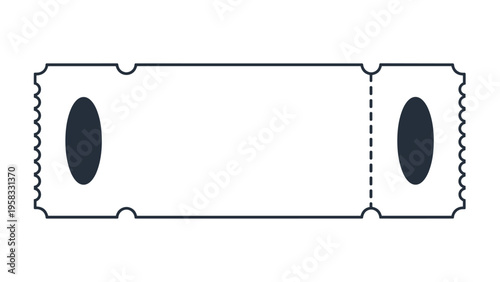 Blank admission ticket stub template with perforated edge and dark oval markings for event entry design.
