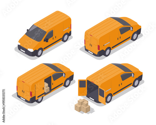 Photography Cargo van in isometric view isolated