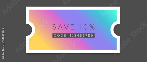 Discount coupon template set with perforation and barcode realistic ticket design for marketing and sales