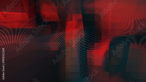 Photos Abstract tech background with red geometric shapes and moire line patterns suita