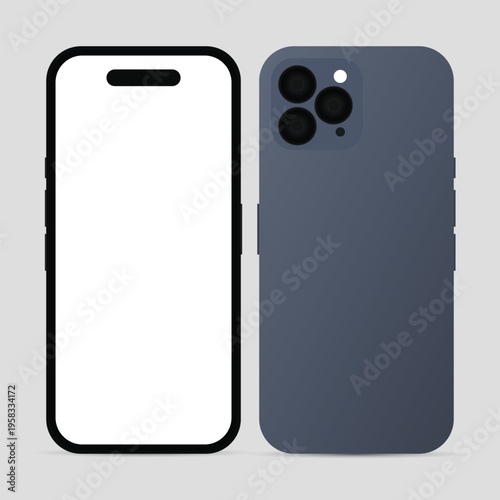 A smartphone with a blank white screen next to a phone with a gray back and multiple camera lenses