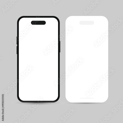 Two blank smartphone mockups on a gray background for mobile app design and development