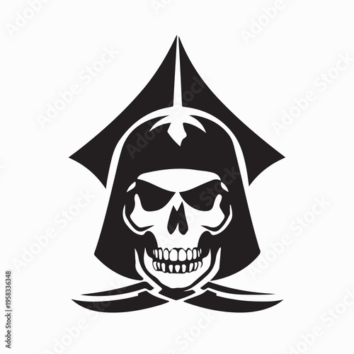 Traditional Warrior Skull Wearing Helmet Illustration On White Background