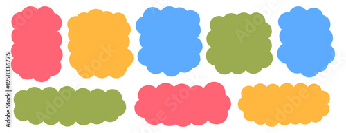 Set of different fluffy label shapes vector illustration