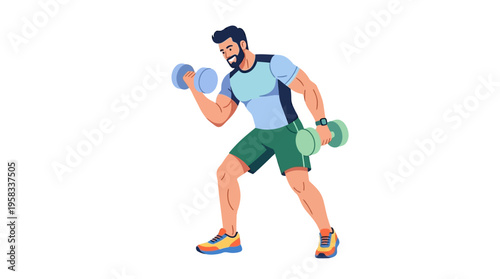 Man lifting dumbbells for bicep workout.