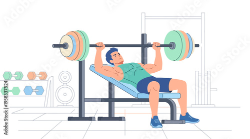 Man lifting heavy weights on bench press machine.