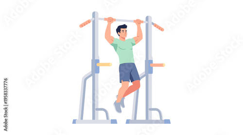 Man performing pull-ups on outdoor fitness equipment.