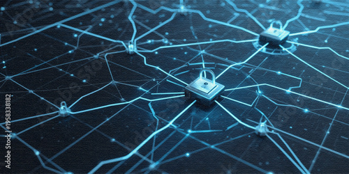 Blockchain Technology Network with Cryptocurrency Symbols