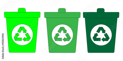 Recycling Bins for the Eco-Friendly: A trio of vibrant green recycling bins, each emblazoned with the universal recycling symbol, stand as a testament to environmental consciousness.