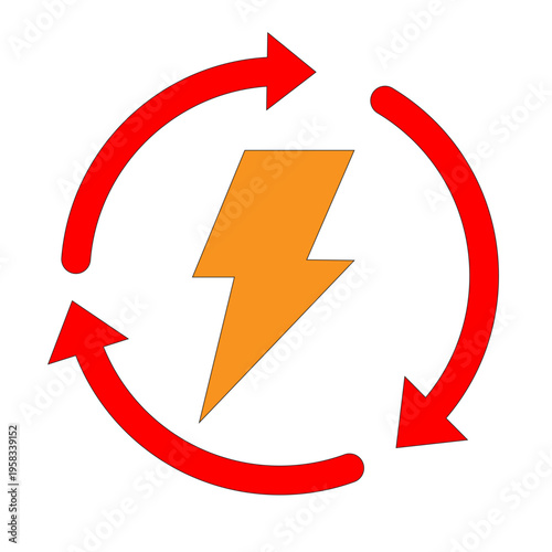 Energy Cycle: An eye-catching graphic illustrates the continuous cycle of energy flow with a lightning bolt at the center, highlighting the concept of renewable resources. Free Download Energy Cycle: An eye-catching graphic illustrates the continuous cycle of energy flow with a lightning bolt at the center, highlighting the concept of renewable resources. - GFXLoad