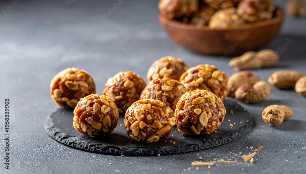 Fototapeta premium African peanut sweet balls clean studio lighting, no people