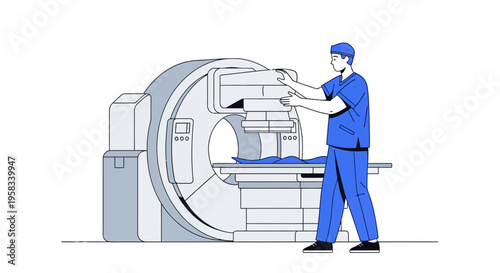 Medical Professional Operating Advanced Imaging Machine.