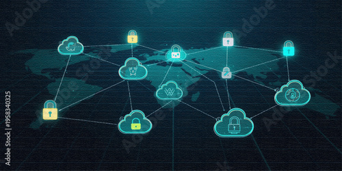 Artificial Intelligence Network with Digital Icons