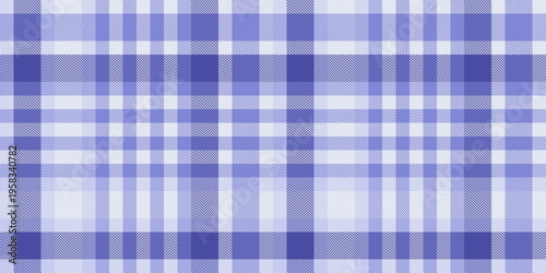 Velvet pattern textile fabric, customized tartan background seamless. Basic plaid texture vector check in blue and white colors.