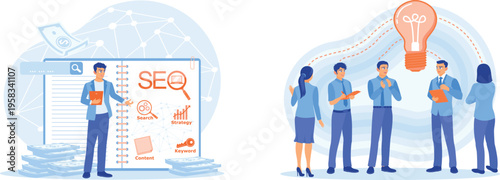 Team collaborating on seo strategies and digital content planning