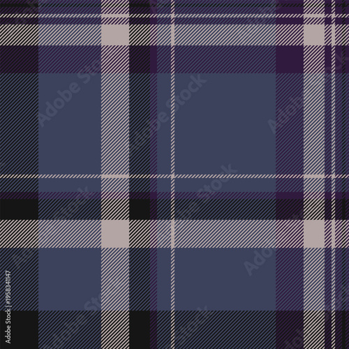 Up check tartan fabric, mexican seamless background textile. Herringbone plaid pattern vector texture in blue and black colors.