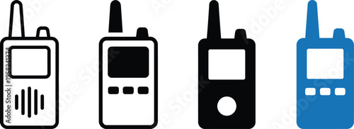 Collection of four different colored walkie talkie devices