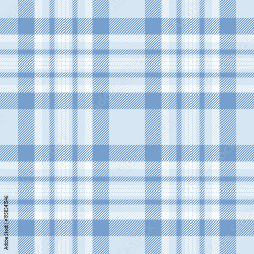 Unique seamless pattern plaid, us textile texture check. Blank vector tartan fabric background in light and blue colors.