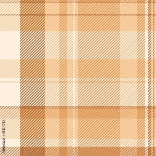 Party vector fabric textile, romance texture tartan seamless. Greeting card background check plaid pattern in orange and old lace colors.