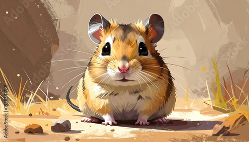 Adorable Desert Hamster in Natural Habitat.
