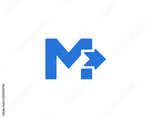 Free Download A blue vector graphic logo featuring a stylized letter M with an arrow pointing to the right, symbolizing movement and progress. - GFXLoad