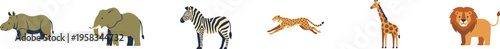 Set of wild African savanna animal icons vector