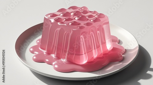 pink gelatin dessert, wobbly translucent texture
