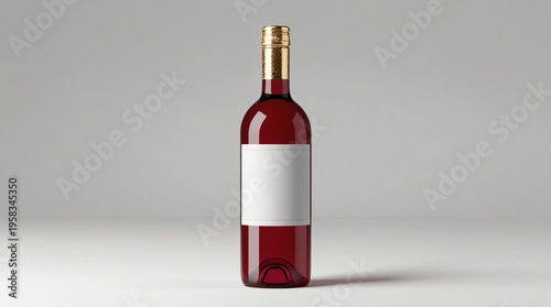 red wine bottle with blank label and foil cap