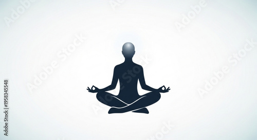 Person meditates in lotus position with hands in mudra on white background symbolizing mindfulness and relaxation in a serene atmosphere