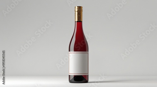 red wine bottle with blank label and foil cap