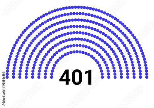 Hemicycle 401 seats - 8 rows